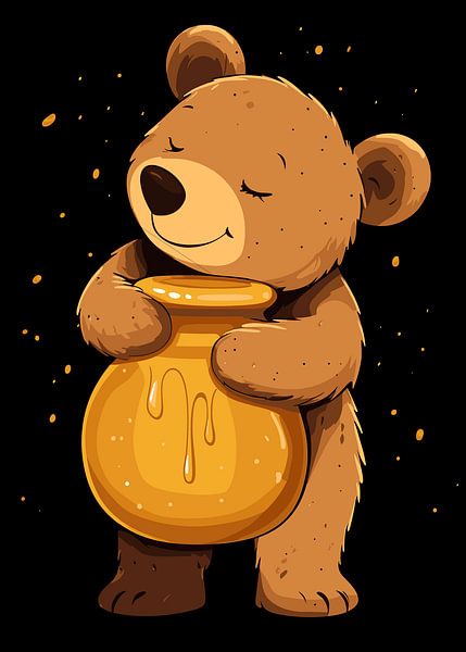 Bear with honey pot by Pixelbull Design