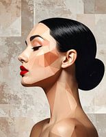 Auffällige geometrische Porträtkunst: Moderne abstrakte Schönheit im Profil