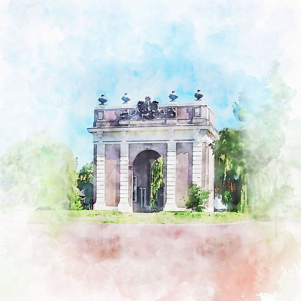 Aquarell des Koepoort in Middelburg, Zeeland von Danny de Klerk