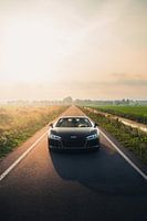 Audi R8 V10 in a Breathtaking Green Landscape during Sunset