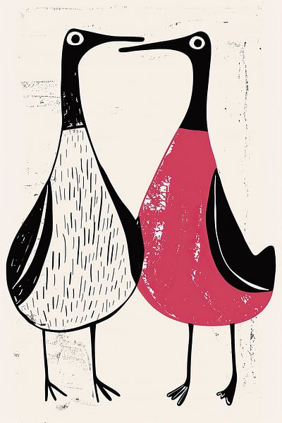 Moderne Vögel | Pink Whimsy von Moderne Kollektion