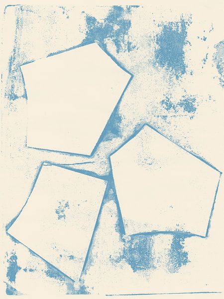 Abstracte vormen in wit en lichtblauw. van Dina Dankers