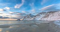 Plage de Haukland, îles Lofoten en Norvège