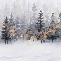Golden winter forest