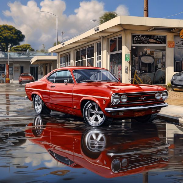 Oldtimer red ford capri 02 by Ellen Reografie