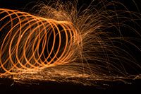 cirkels, light painting, licht, vuur, foto opname, donker,