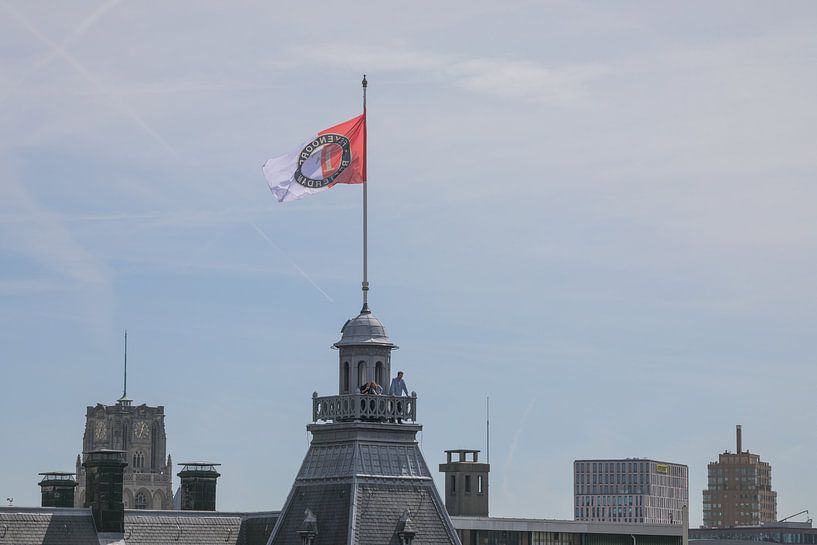 Feijenoord Rotterdam Flagge im Rathaus während der Zeremonie am Coolsingel von MS Fotografie | Marc van der Stelt