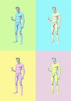 Pop Art Männliche Pin-Ups in Pastelltönen