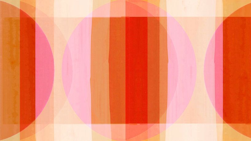 Mid Century Bauhaus Shapes Ochre Yellow Coral Red Peach by FRESH Fine Art