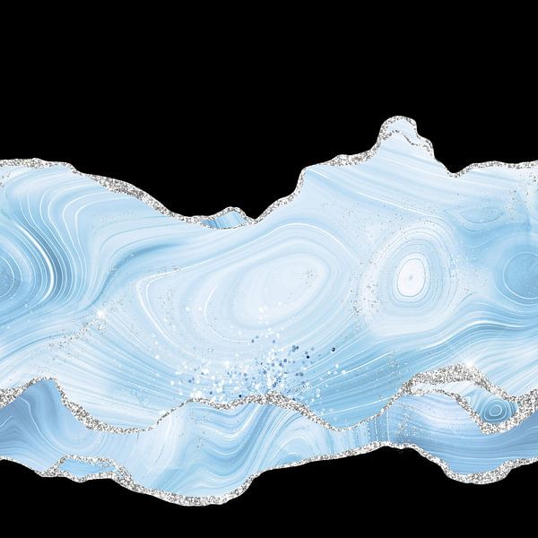 Blau &amp; Silber Achat Glitter Textur 04 von Aloke Design