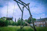 Speeltuin in het verlaten Belgische dorp Doel 