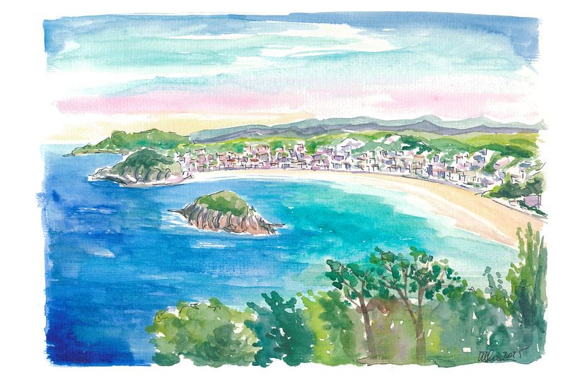 Sonnenbeschienene Bucht von San Sebastián mit herrlichem Meerblick von Markus Bleichner