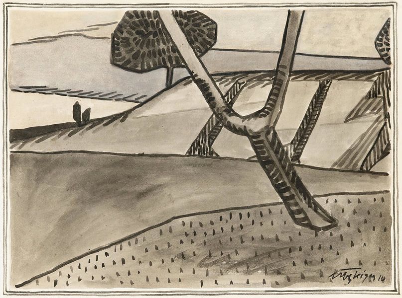 Albert Gleizes - Landschaft mit Baum (1910) von Peter Balan