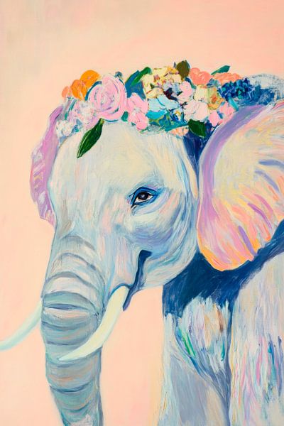 Blumenkronen-Elefant Gemälde von Poster Art Shop