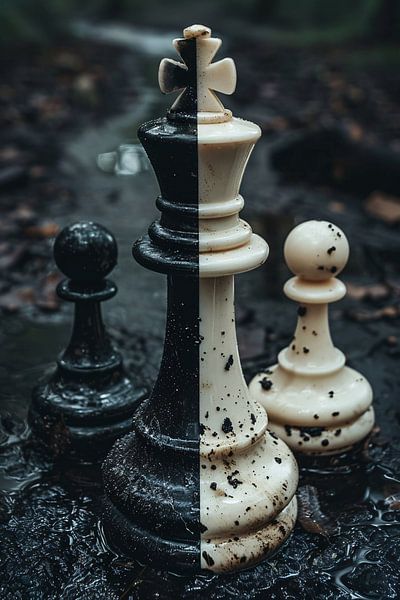 Schachfiguren in einer Waldlandschaft von Art & Soul Creations
