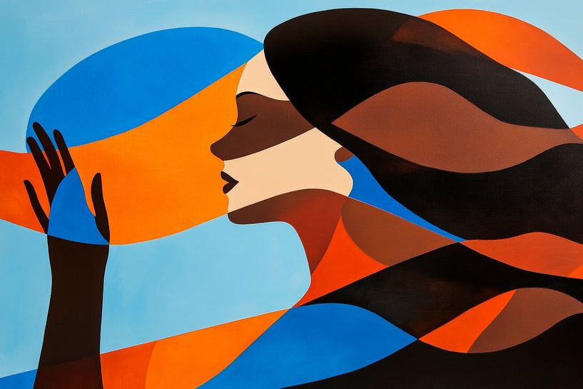 Farbenspiel der Seele – weibliche Silhouette von Poster Art Shop