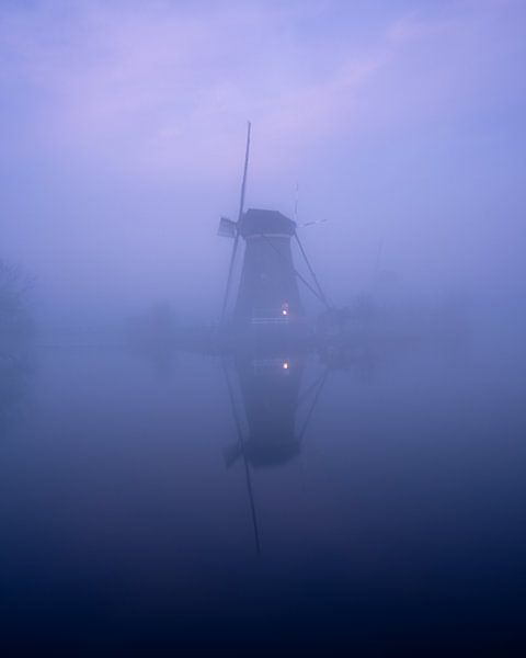 Mill in the fog by Hendrik Karremans