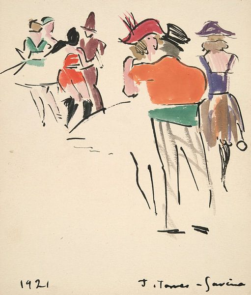 Joaquín Torres García - Artists' Ball; Costumed Dancers (1921) by Peter Balan