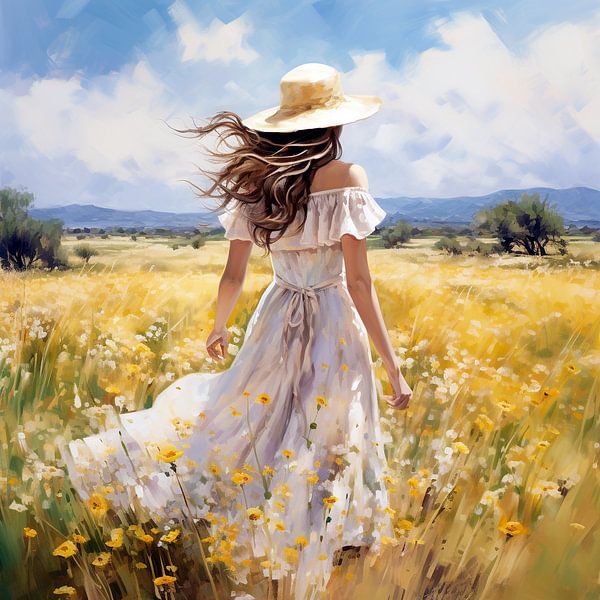 été, champ de fleurs, soleil par Hetty Lamboo