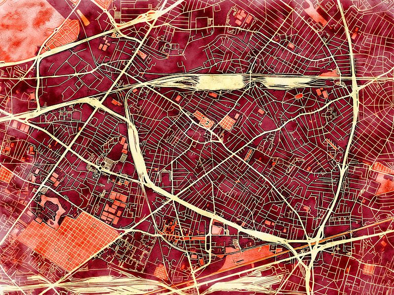 Carte de Drancy avec le style 'Amber Autumn' par Maporia