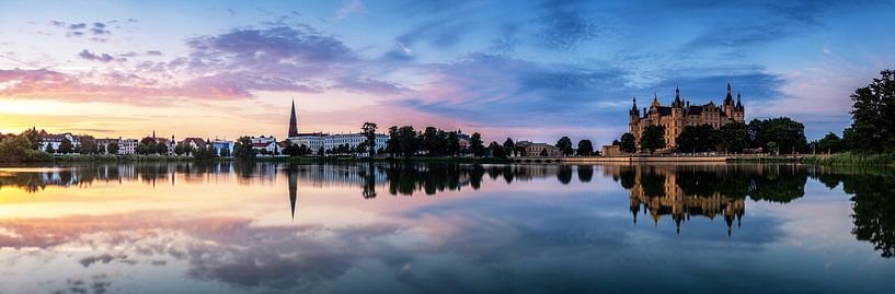 Schwerin - Panorama at sunset by Frank Herrmann
