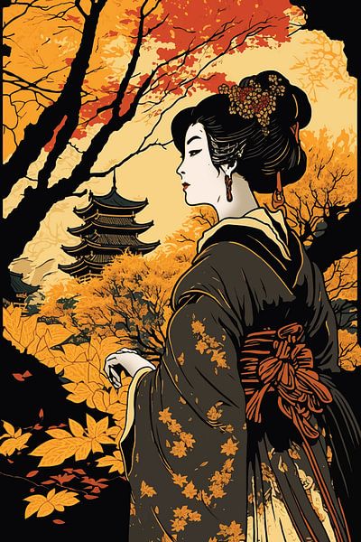 Geisha dans un parc par Ariadna de Raadt-Goldberg