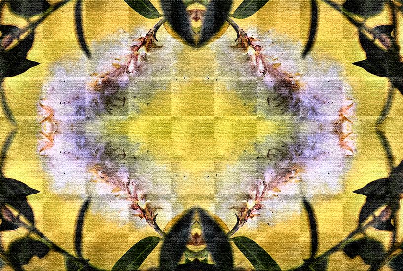 Abstrakte Arbeit in Gelb, Grün und Weiß von Maud De Vries