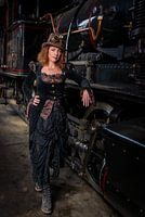 Steampunkgirl für Dampflokomotive