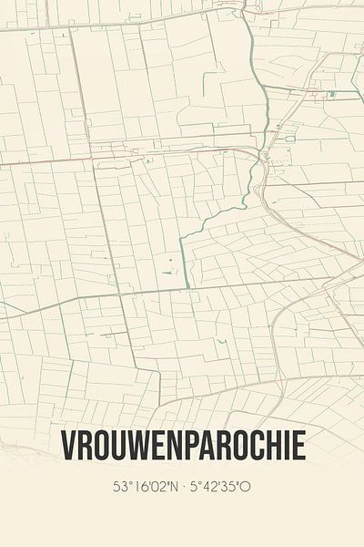 Alte Karte von Vrouwenparochie (Fryslan) von Ortsdrucke