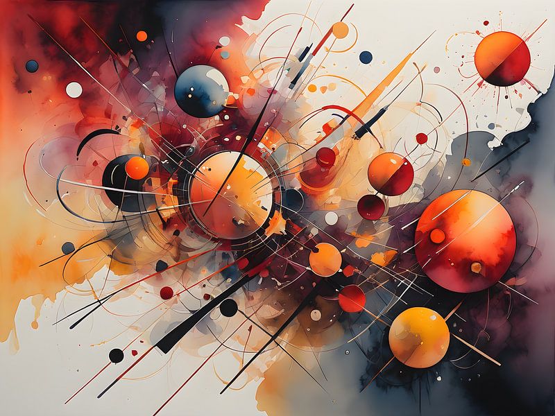 Cercles et lignes abstraits dans des couleurs flamboyantes par Bart Veeken