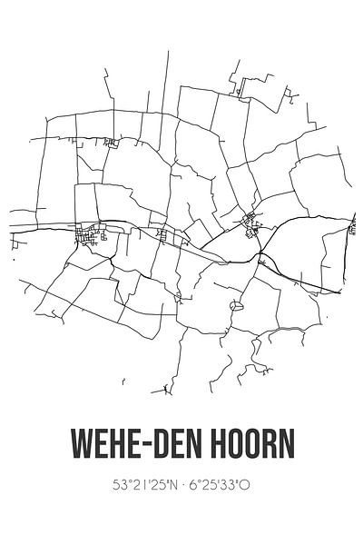 Wehe-den Hoorn (Groningen) | Karte | Schwarz und Weiß von Ortsdrucke
