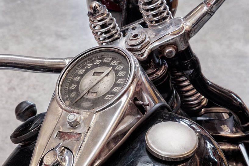 The Black Vintage Harley Davidson by Martin Bergsma