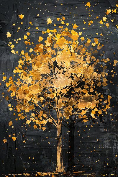 Goldener Baum mit glitzernden Blättern von Art & Soul Creations