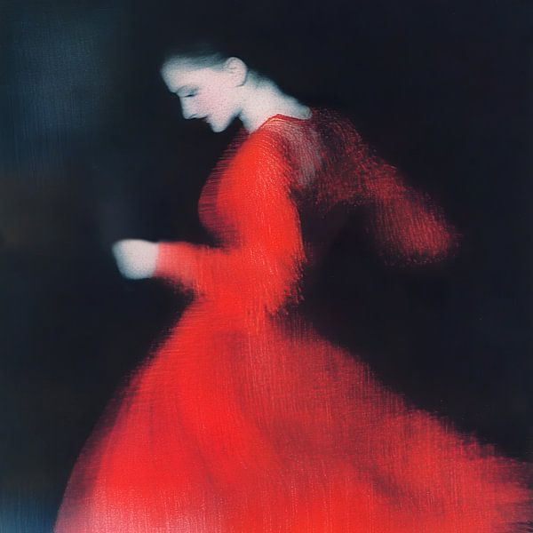 Red rhythm; danseres in rood en zwart van Lauri Creates