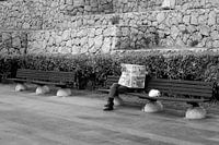 Zeitungsleser mit Katze