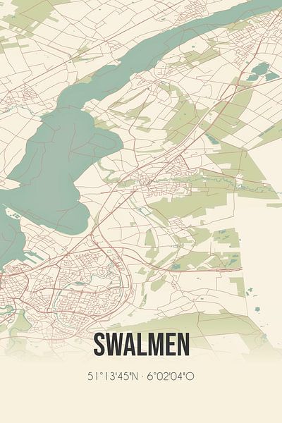 Alte Landkarte von Swalmen (Limburg) von Ortsdrucke