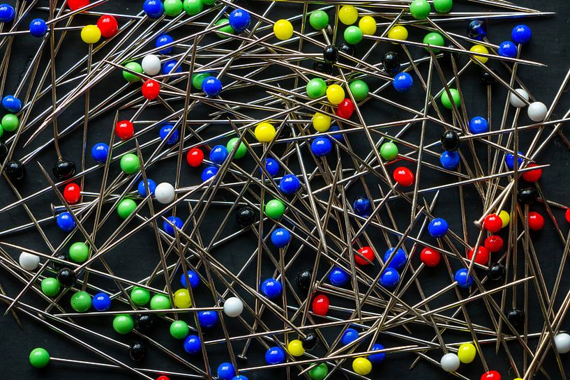 Brightly coloured head pins and needles by Henk Hulshof
