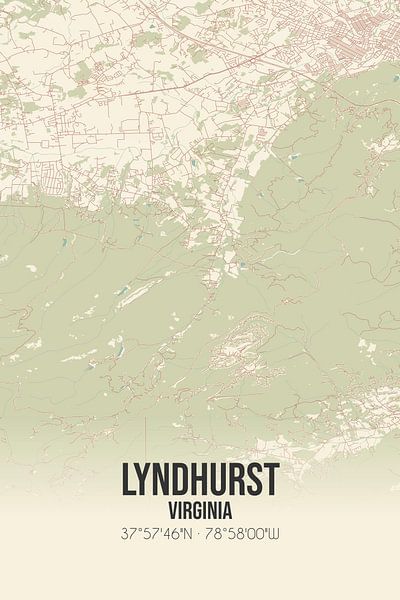 Alte Karte von Lyndhurst (Virginia), USA. von Ortsdrucke