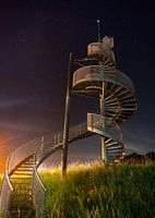Die Treppe am Lelystad Airport in der Nacht