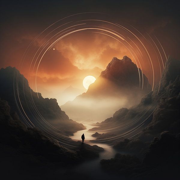 Zen-Garten (4) - Sonnenuntergang Berge von Ralf van de Sand