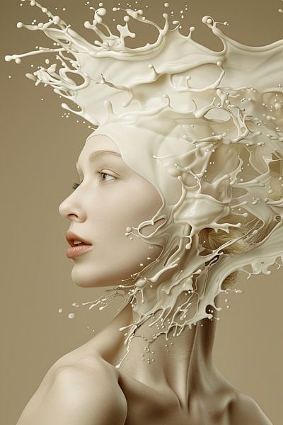 woman with dynamic milk hairdo by Egon Zitter