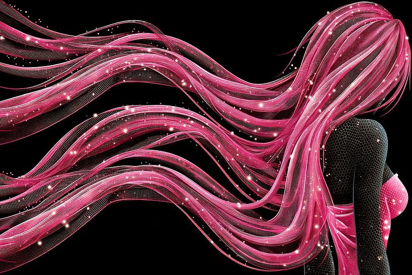 Sparkling hair with pink particles by Frank Heinz