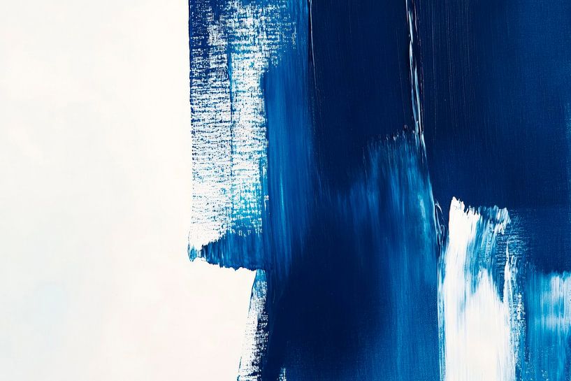 Tons bleus dynamiques sur blanc - Abstrait par Poster Art Shop