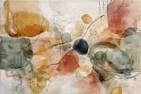 Peinture abstraite verte et ocre chaude