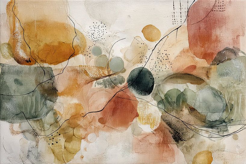 Green and ochre warm abstract painting by Joriali Abstract