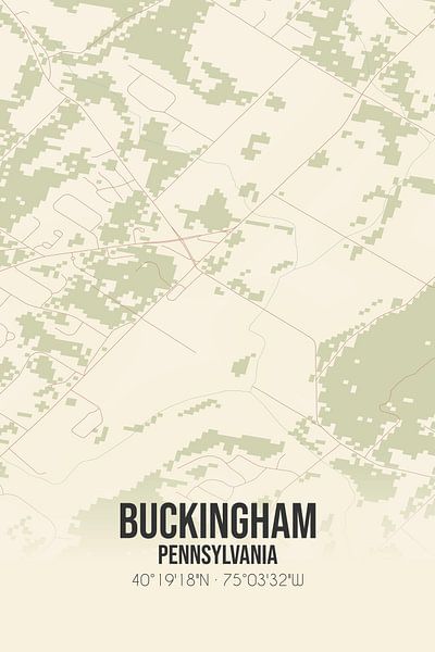 Carte ancienne de Buckingham (Pennsylvanie), USA. par Affiches de lieux