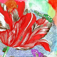 Tableau moderne de tulipes rouges
