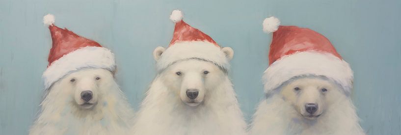 Ours polaires portant des bonnets de Père Noël par Whale & Sons