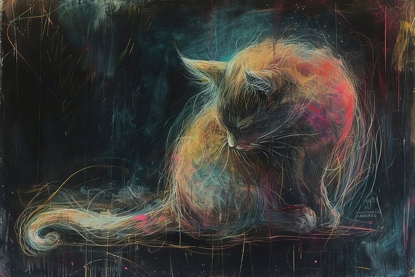 Art du chat en néon par Caprices d'Art
