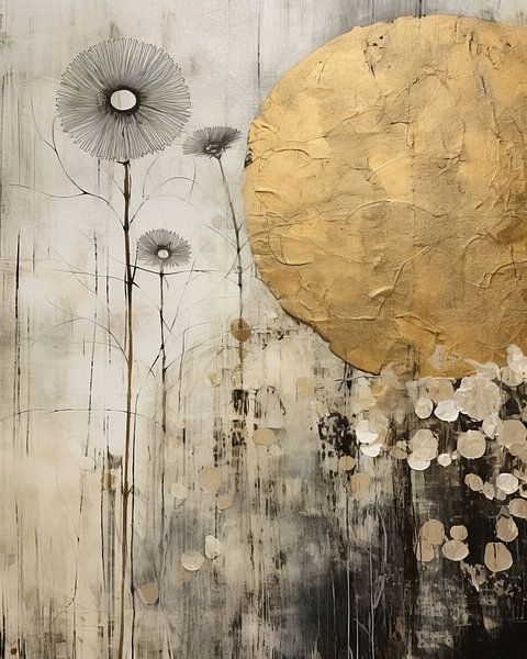 Landschaft im Mixed-Media-Stil mit goldenen Akzenten von Studio Allee